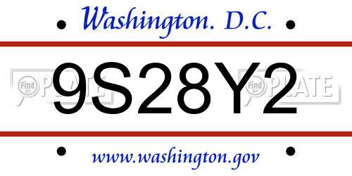 9S28Y2 District Of Columbia License Plate