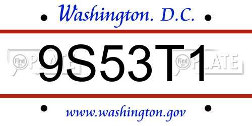 9S53T1 District Of Columbia License Plate
