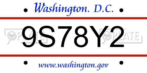 9S78Y2 District Of Columbia License Plate