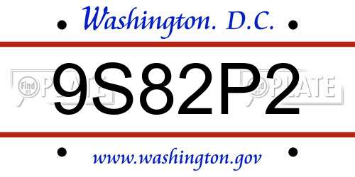 9S82P2 District Of Columbia License Plate