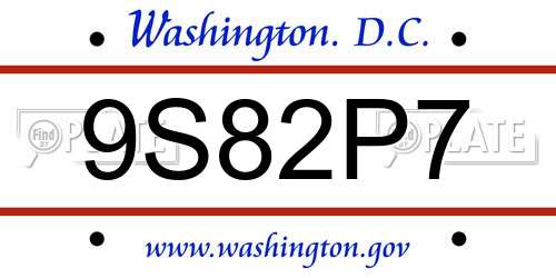 9S82P7 District Of Columbia License Plate