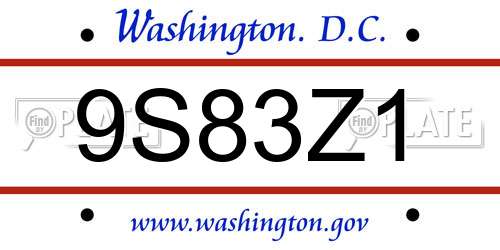 9S83Z1 District Of Columbia License Plate