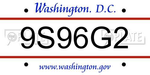 9S96G2 District Of Columbia License Plate