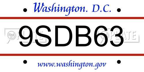 9SDB63 District Of Columbia License Plate