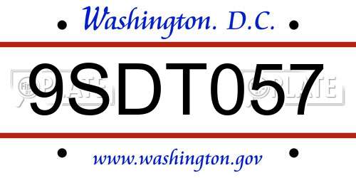 9SDT057 District Of Columbia License Plate