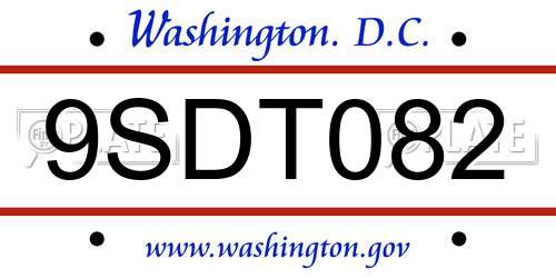 9SDT082 District Of Columbia License Plate