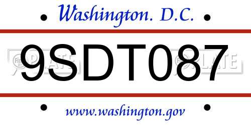 9SDT087 District Of Columbia License Plate