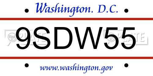 9SDW55 District Of Columbia License Plate