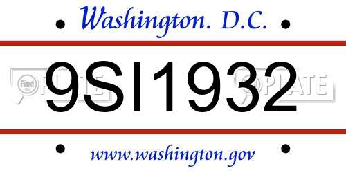 9SI1932 District Of Columbia License Plate