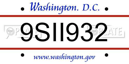 9SII932 District Of Columbia License Plate