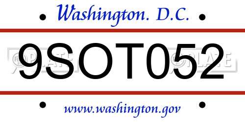 9SOT052 District Of Columbia License Plate
