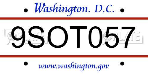 9SOT057 District Of Columbia License Plate