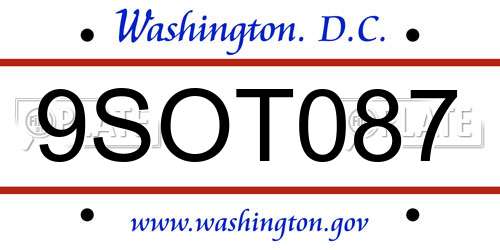 9SOT087 District Of Columbia License Plate