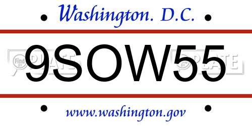 9SOW55 District Of Columbia License Plate