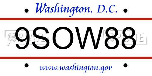 9SOW88 District Of Columbia License Plate