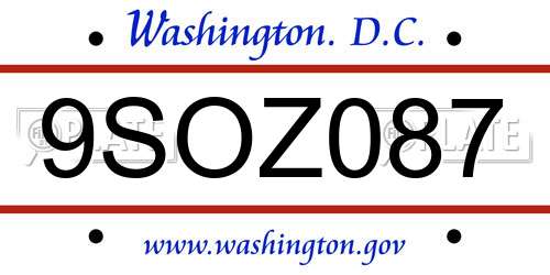 9SOZ087 District Of Columbia License Plate