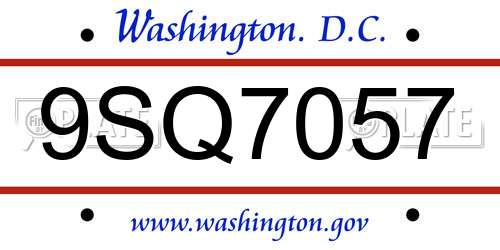 9SQ7057 District Of Columbia License Plate