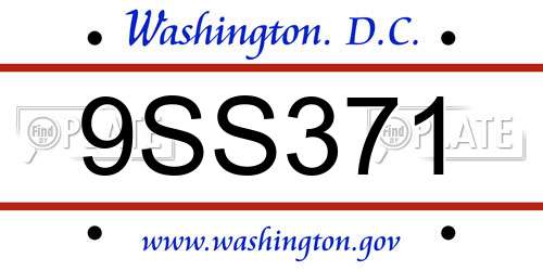 9SS371 District Of Columbia License Plate