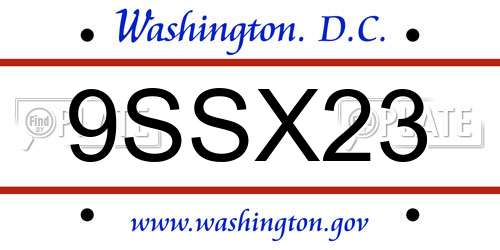 9SSX23 District Of Columbia License Plate
