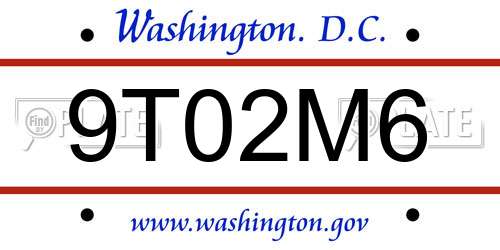 9T02M6 District Of Columbia License Plate