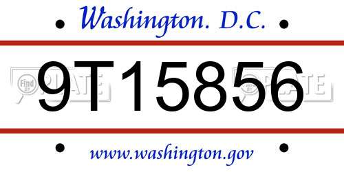 9T15856 District Of Columbia License Plate