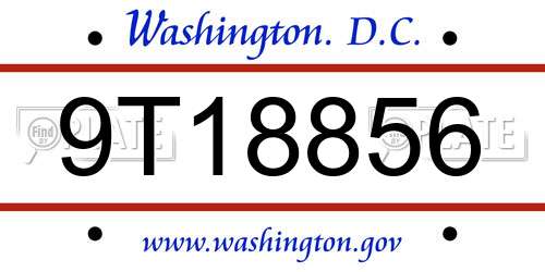 9T18856 District Of Columbia License Plate
