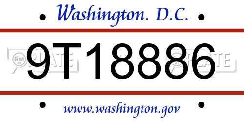 9T18886 District Of Columbia License Plate