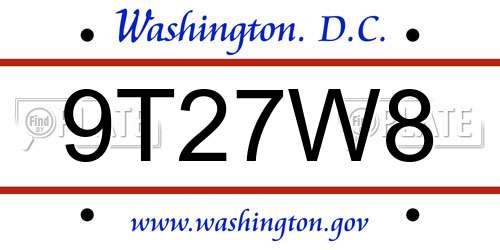 9T27W8 District Of Columbia License Plate