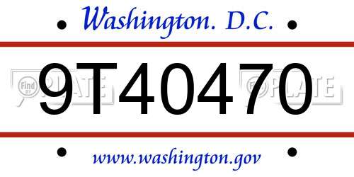 9T40470 District Of Columbia License Plate