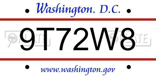 9T72W8 District Of Columbia License Plate