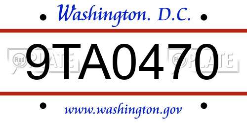 9TA0470 District Of Columbia License Plate