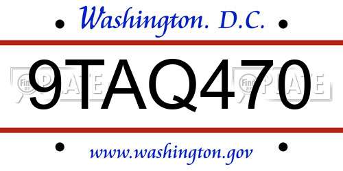 9TAQ470 District Of Columbia License Plate