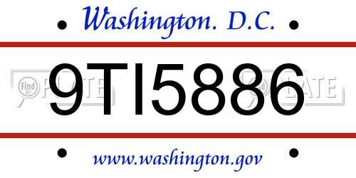 9TI5886 District Of Columbia License Plate