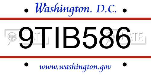 9TIB586 District Of Columbia License Plate
