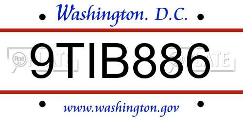 9TIB886 District Of Columbia License Plate