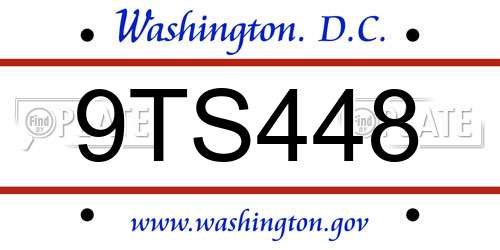 9TS448 District Of Columbia License Plate