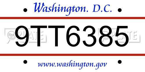 9TT6385 District Of Columbia License Plate