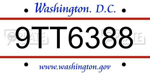 9TT6388 District Of Columbia License Plate