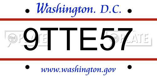 9TTE57 District Of Columbia License Plate