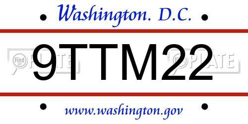 9TTM22 District Of Columbia License Plate