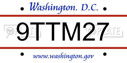 9TTM27 District Of Columbia License Plate