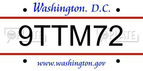 9TTM72 District Of Columbia License Plate