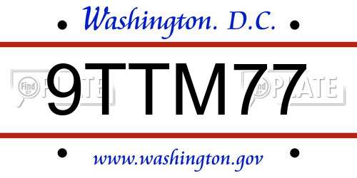 9TTM77 District Of Columbia License Plate