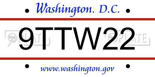 9TTW22 District Of Columbia License Plate