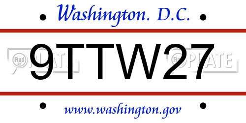 9TTW27 District Of Columbia License Plate