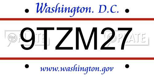 9TZM27 District Of Columbia License Plate