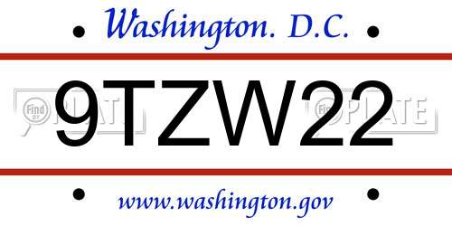 9TZW22 District Of Columbia License Plate