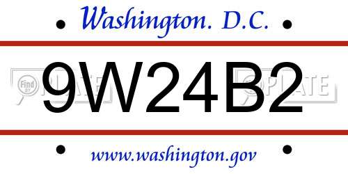 9W24B2 District Of Columbia License Plate