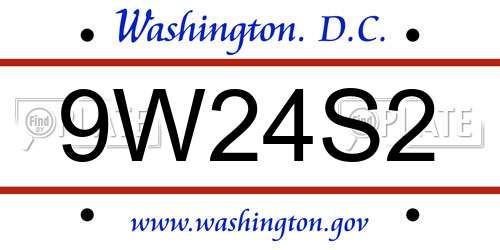 9W24S2 District Of Columbia License Plate