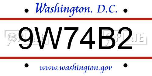 9W74B2 District Of Columbia License Plate